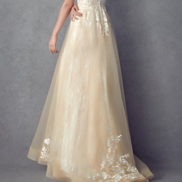 NEW FLOOR LENGTH OFF THE SHOULDER SLEEVELESS DRESS EMBROIDERED WITH LACE JT 249 - Picture 9 of 9